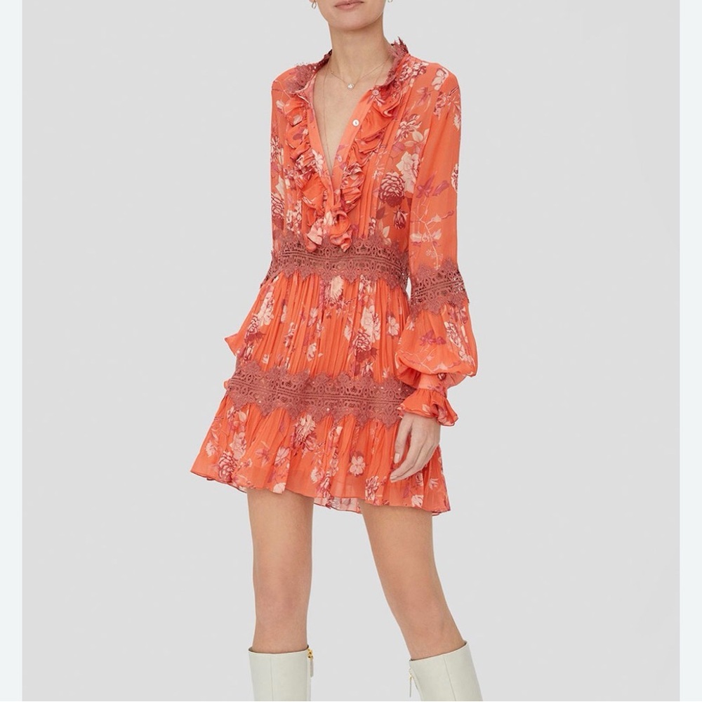 Alexis Beaumont Ruffled Floral Mini Dress
